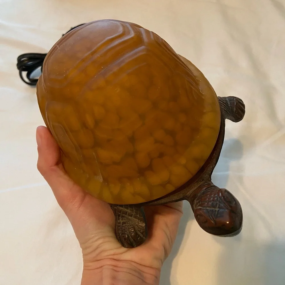 METAL AMBER TURTLE LAMP - Picture 10 of 14